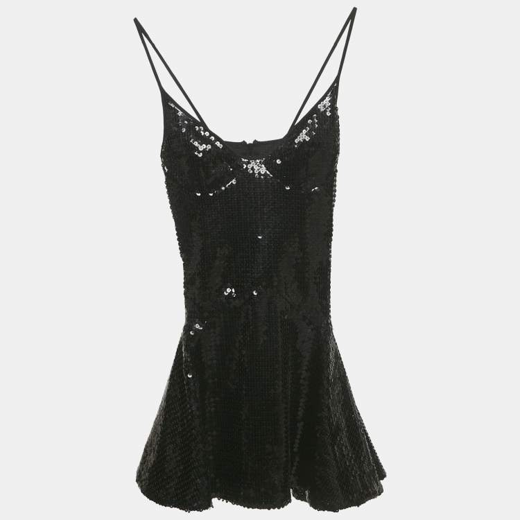 Pre Owned David Koma Black Sequin Mini Dress XS
