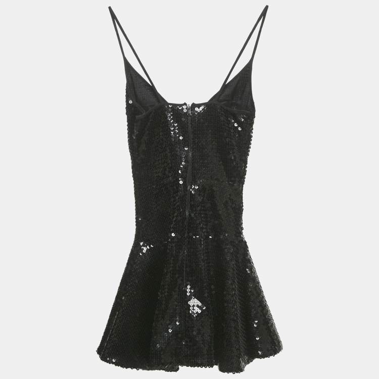 Pre Owned David Koma Black Sequin Mini Dress XS