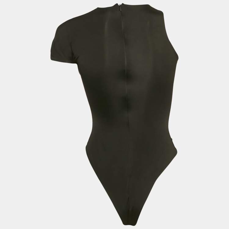 Pre Owned David Koma Black Crystal Buckle Jersey Cut-Out Bodysuit XS