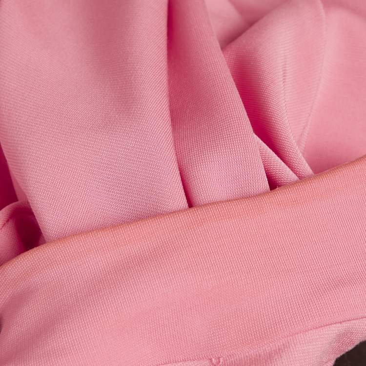 Pre Owned David Koma Pink Crystal Embellished Jersey Top and Skirt Set XS