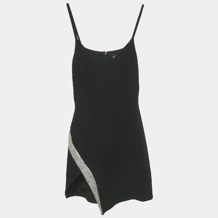 Pre Owned David Koma Black Crystal Embellished Crepe Mini Dress S