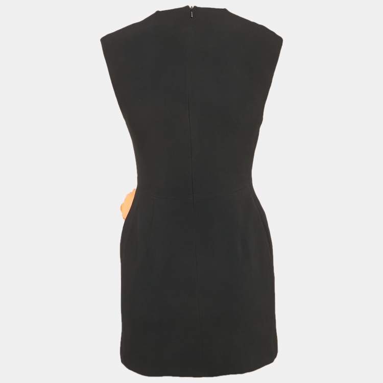 Pre Owned  David Koma Black Crepe Side Rose Payette Open Leg Mini Dress S