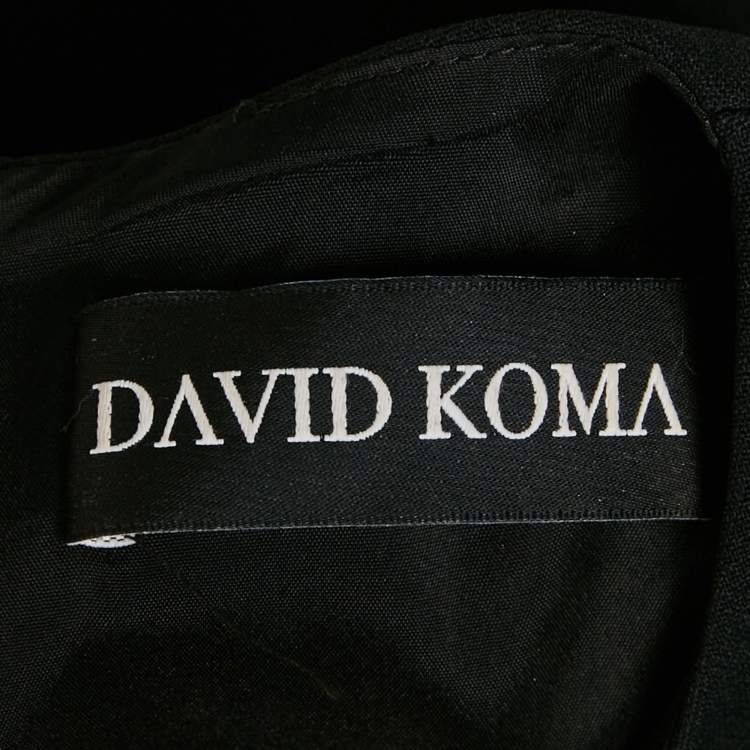 Pre Owned  David Koma Black Crepe Side Rose Payette Open Leg Mini Dress S