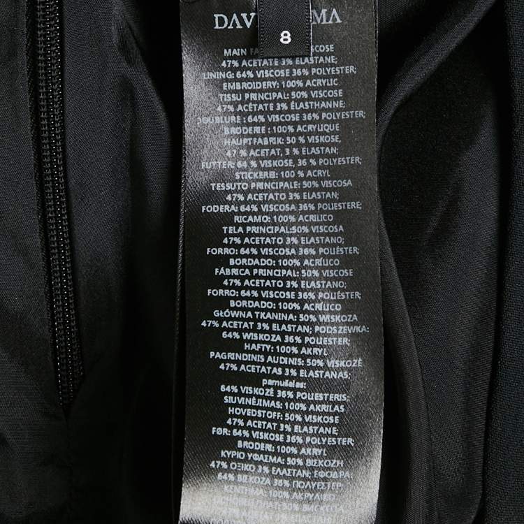 Pre Owned  David Koma Black Crepe Side Rose Payette Open Leg Mini Dress S