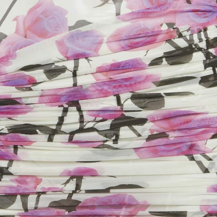 Pre Owned David Koma Multicolour Floral Print Jersey Ruched Mini Dress S