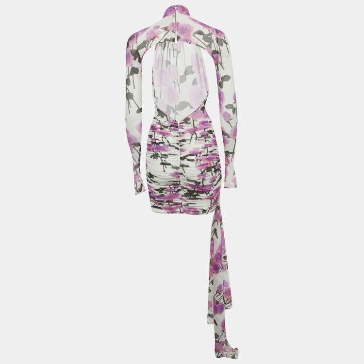 Pre Owned David Koma Multicolour Floral Print Jersey Ruched Mini Dress S