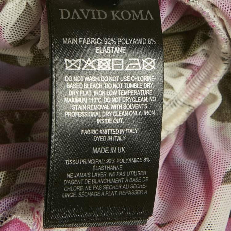 Pre Owned David Koma Multicolour Floral Print Jersey Ruched Mini Dress S