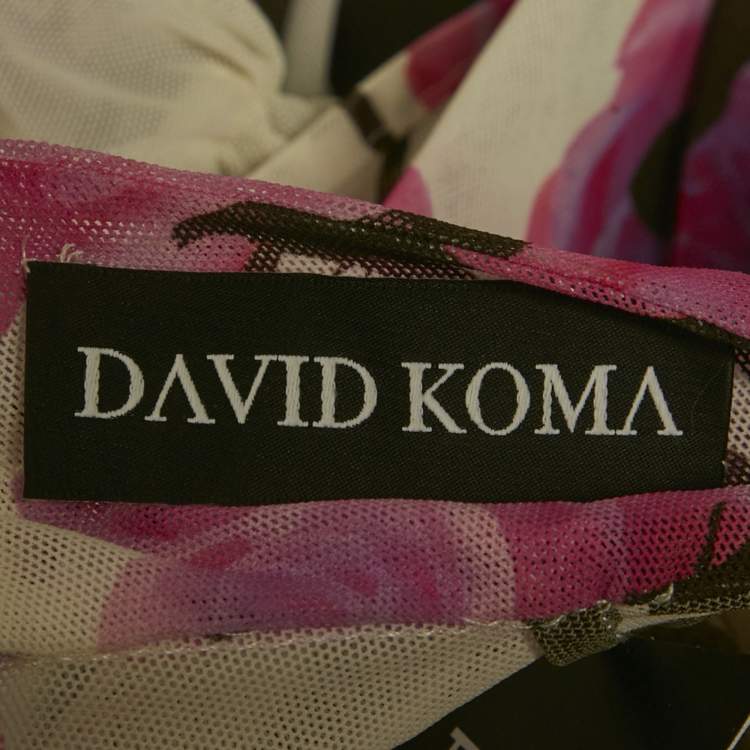 Pre Owned David Koma Multicolour Floral Print Jersey Ruched Mini Dress S