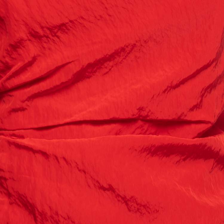 Pre Owned David Koma Red Taffeta Strapless Ruched Asymmetrical Mini Dress M