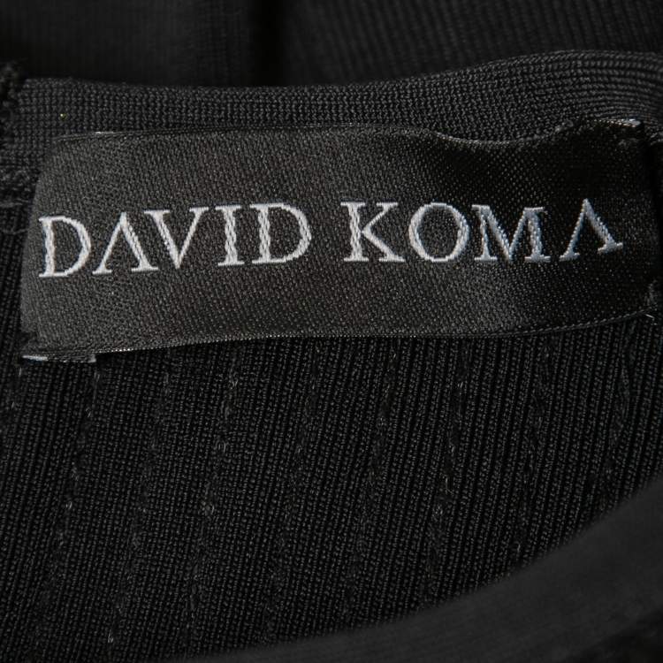Pre Owned David Koma Black Sequined Stretch Knit Mini Dress S