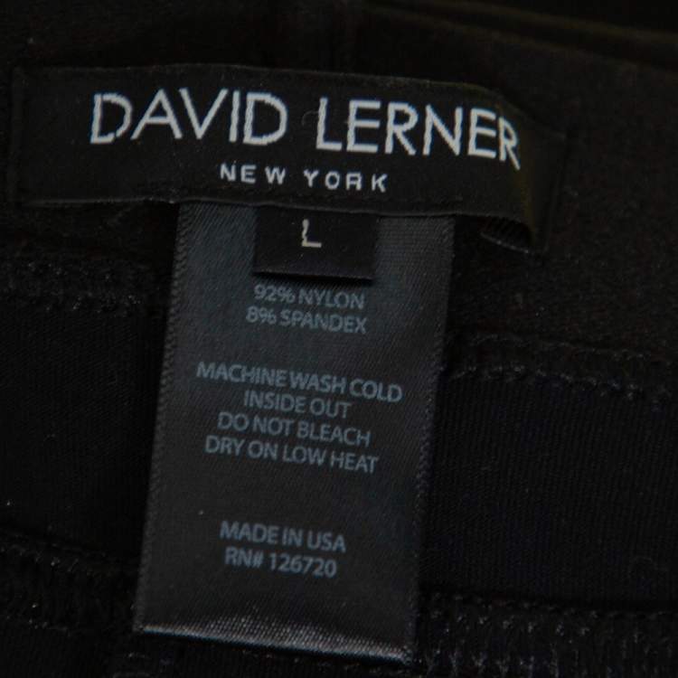 Pre Owned David Lerner Metallic Coated Knit Leggings L