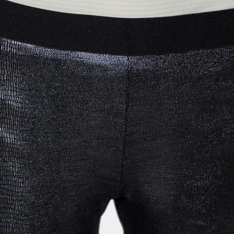 Pre Owned David Lerner Metallic Coated Knit Leggings L