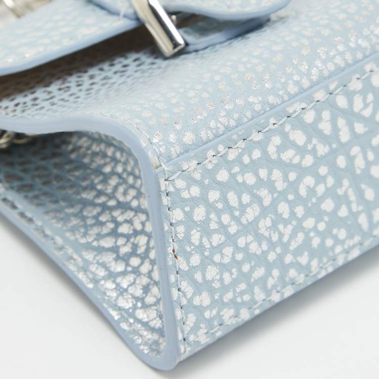 Pre Owned Delvaux Blue/Silver Leather Brilliant Bag Charm