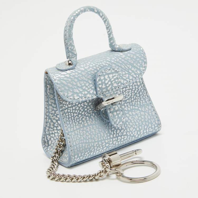 Pre Owned Delvaux Blue/Silver Leather Brilliant Bag Charm