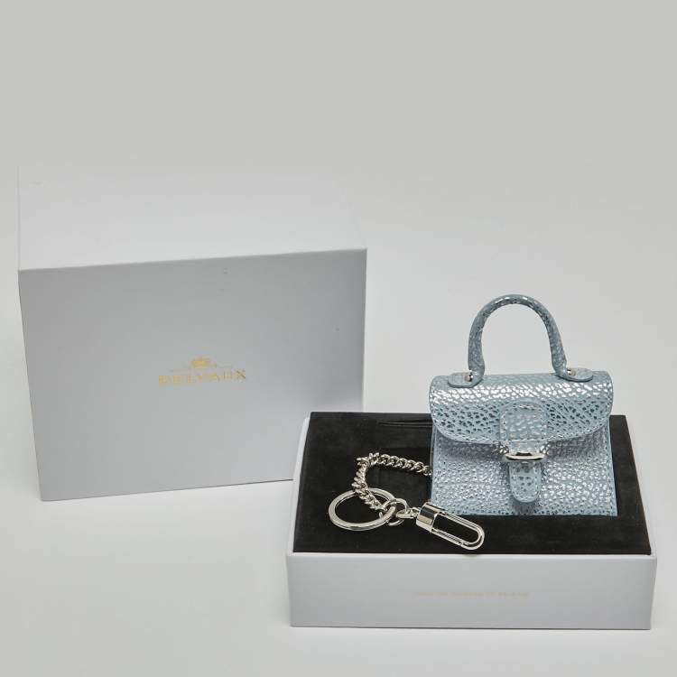 Pre Owned Delvaux Blue/Silver Leather Brilliant Bag Charm