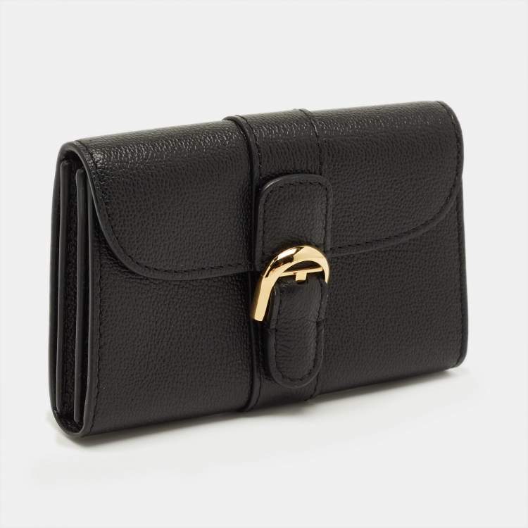Pre Owned Delvaux Brilliant Black Leather Card Holder
