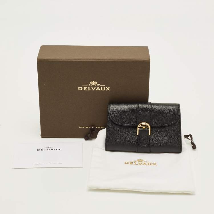 Pre Owned Delvaux Brilliant Black Leather Card Holder