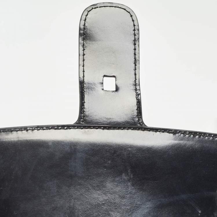 Pre Owned Delvaux Black Glossy Leather Brillant Sellier MM Top Handle Bag