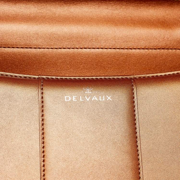 Pre Owned Delvaux Metallic Bronze Leather Brillant Sellier GM Top Handle Bag