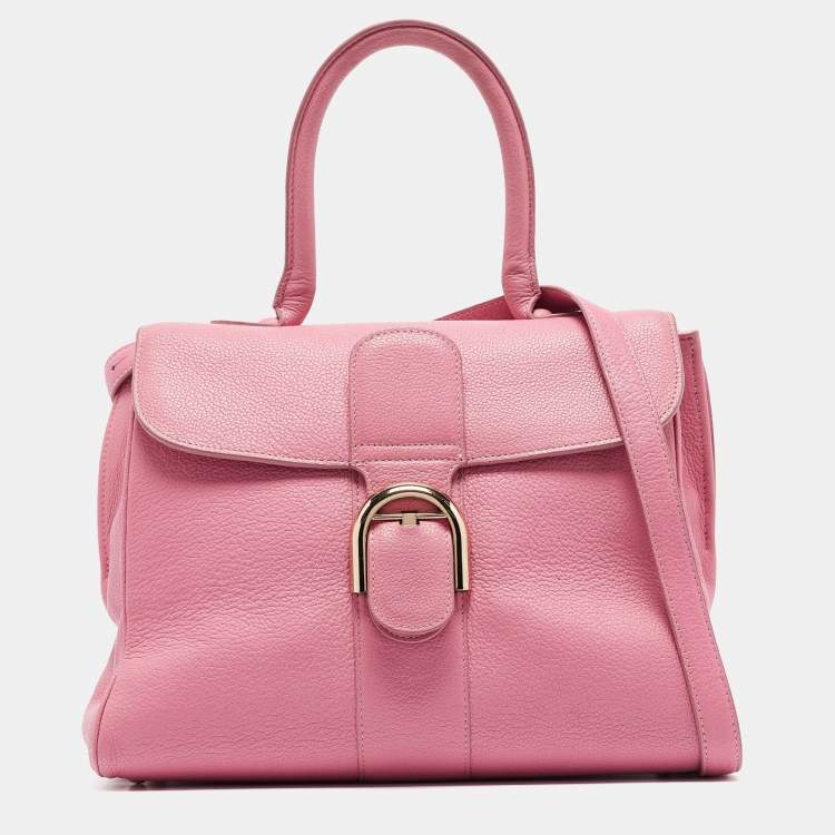 Delvaux Pink Leather Brilliant Sellier MM Top Handle Bag