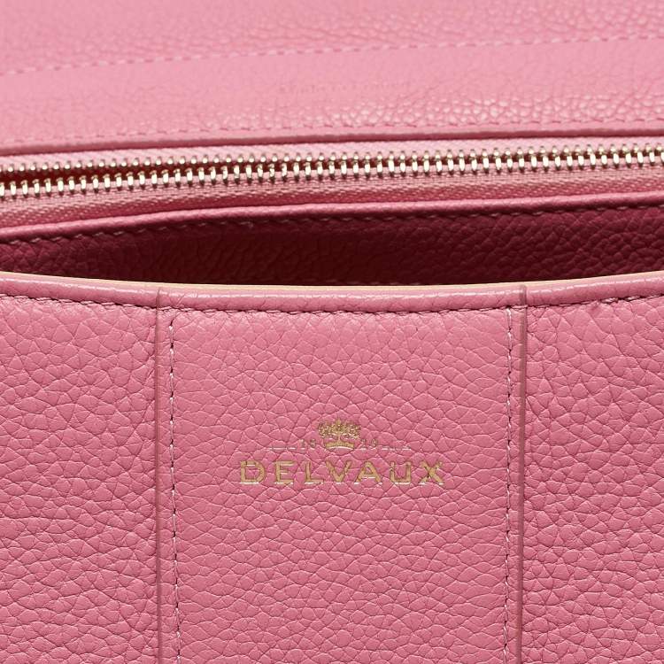 Pre Owned Delvaux Pink Leather Brilliant Sellier MM Top Handle Bag