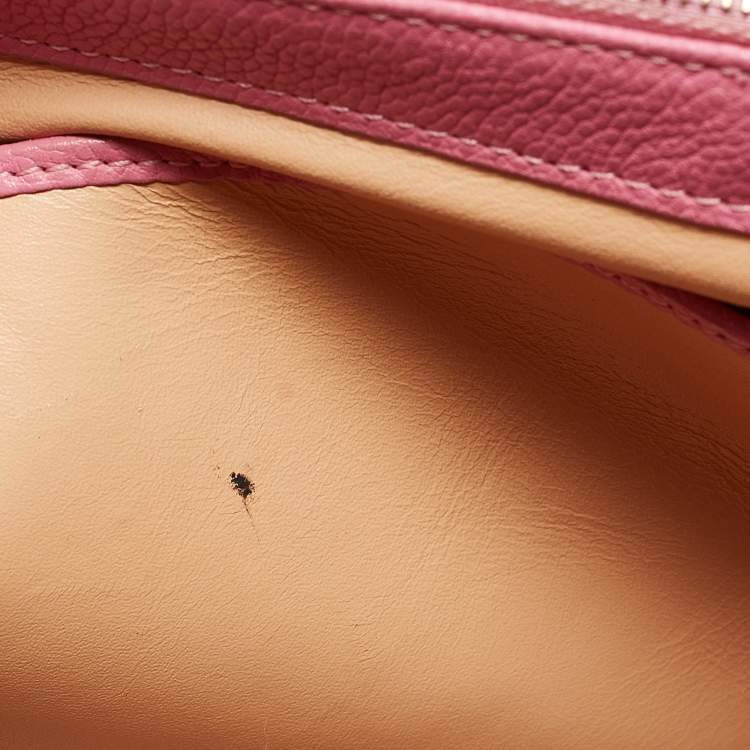 Pre Owned Delvaux Pink Leather Brilliant Sellier MM Top Handle Bag