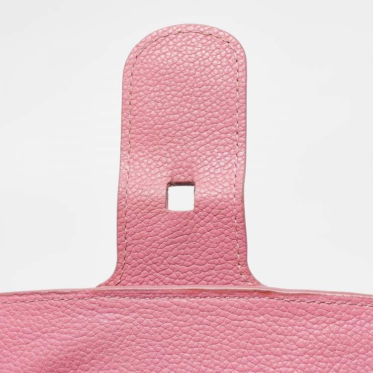 Pre Owned Delvaux Pink Leather Brilliant Sellier MM Top Handle Bag