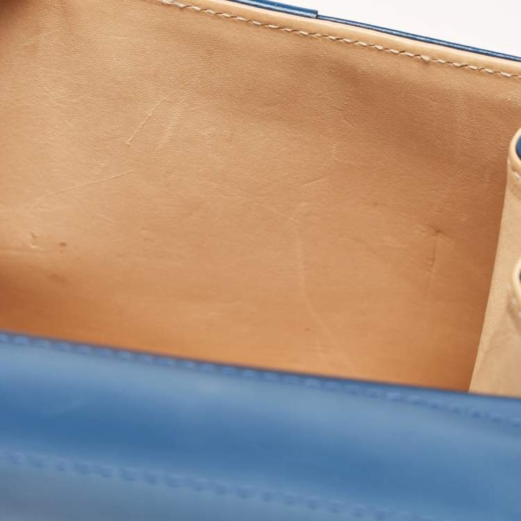 Pre Owned Delvaux Navy Blue Leather Mini Le Brillant Top Handle Bag