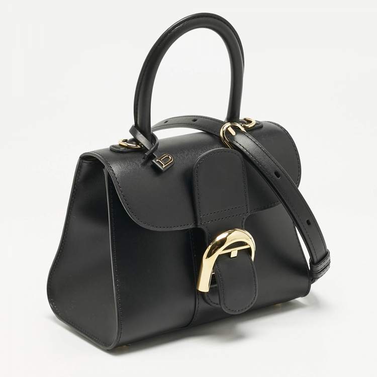 Pre Owned Delvaux Black Leather Mini Le Brillant Top Handle Bag
