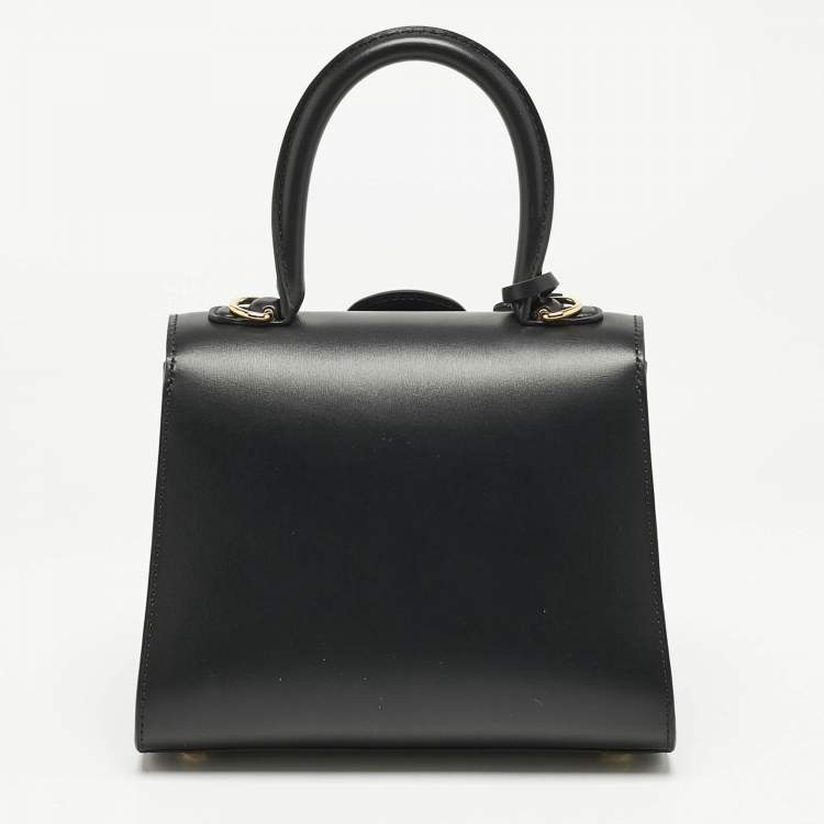 Pre Owned Delvaux Black Leather Mini Le Brillant Top Handle Bag