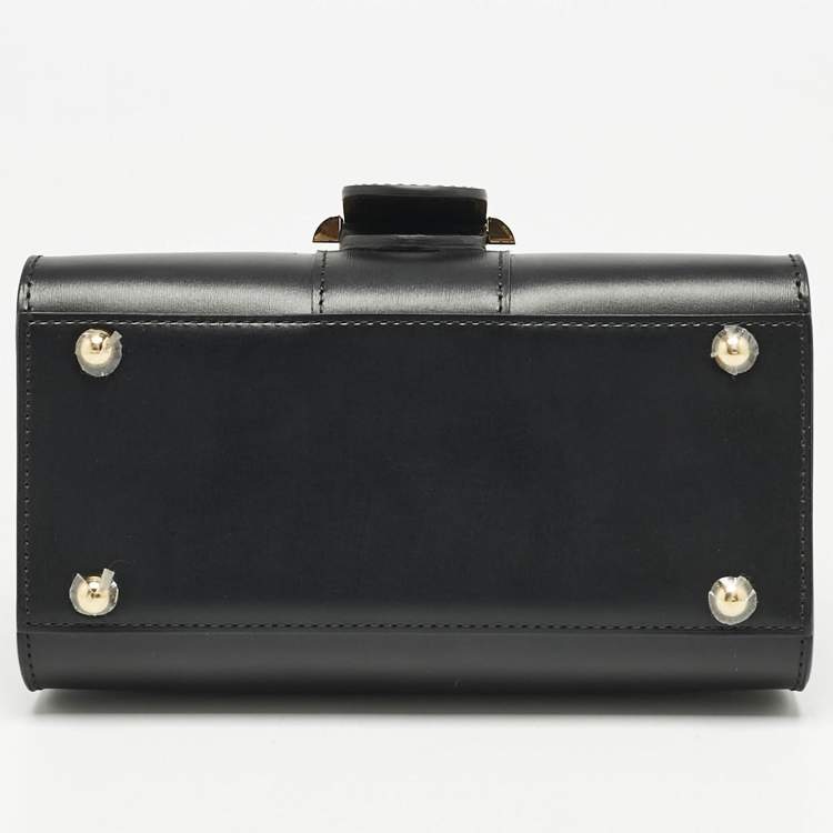 Pre Owned Delvaux Black Leather Mini Le Brillant Top Handle Bag