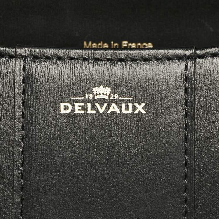 Pre Owned Delvaux Black Leather Mini Le Brillant Top Handle Bag