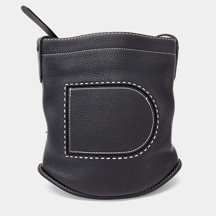 Pre Owned Delvaux Black Leather Pin Shoulder Bag