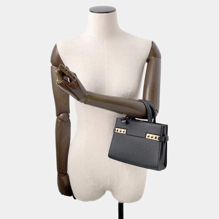 Pre Owned Delvaux Tempe Crash Small Black Calf Leather Bag