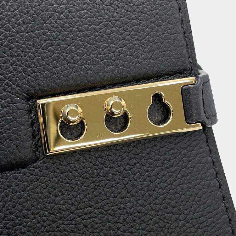 Pre Owned Delvaux Tempe Crash Small Black Calf Leather Bag