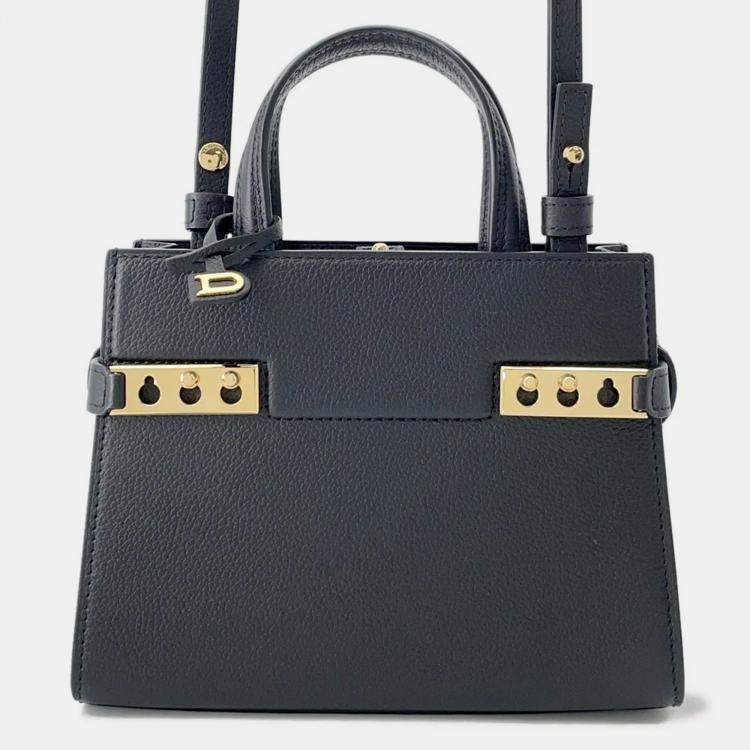 Pre Owned Delvaux Tempe Crash Small Black Calf Leather Bag