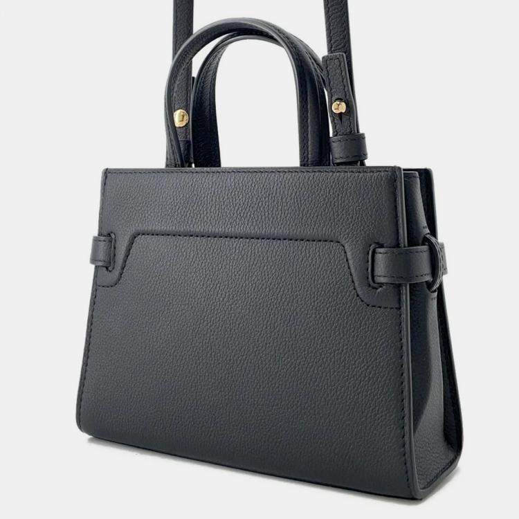 Pre Owned Delvaux Tempe Crash Small Black Calf Leather Bag