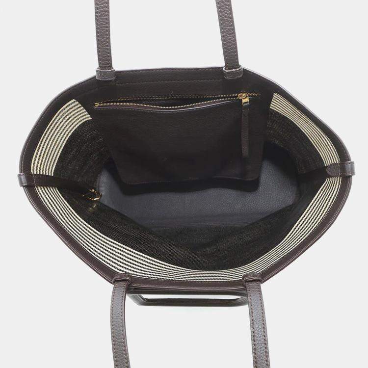 Pre Owned Delvaux DtoD Tote Bag Brown Canvas Leather Size MM