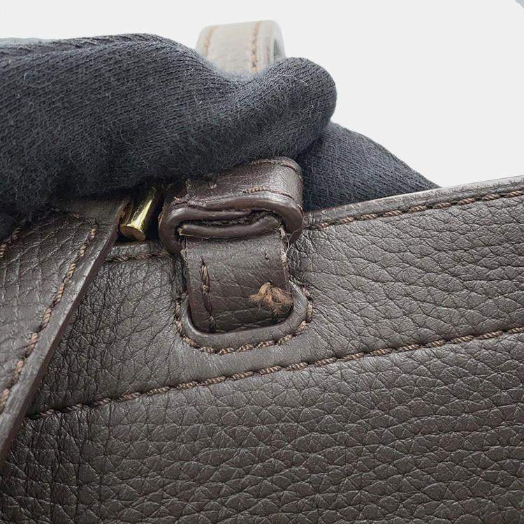 Pre Owned Delvaux DtoD Tote Bag Brown Canvas Leather Size MM