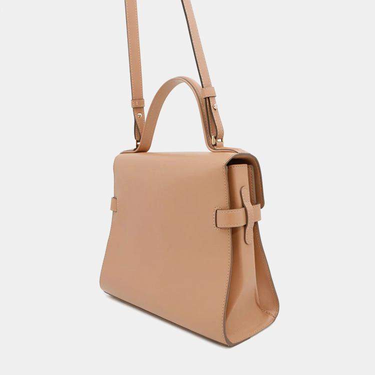Pre Owned Delvaux Tempe MM Beige Leather Handbag
