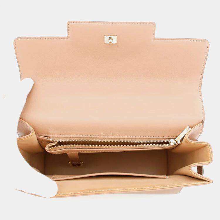 Pre Owned Delvaux Tempe MM Beige Leather Handbag