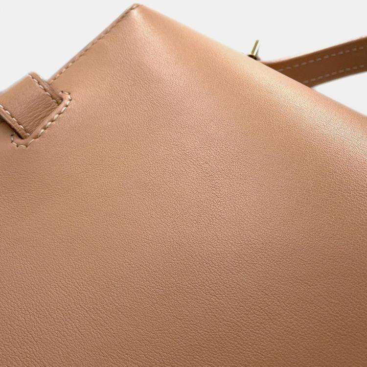 Pre Owned Delvaux Tempe MM Beige Leather Handbag