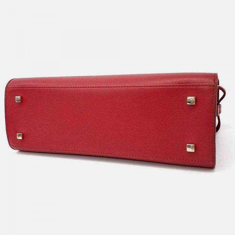 Pre Owned Delvaux Red Leather Tompet MM