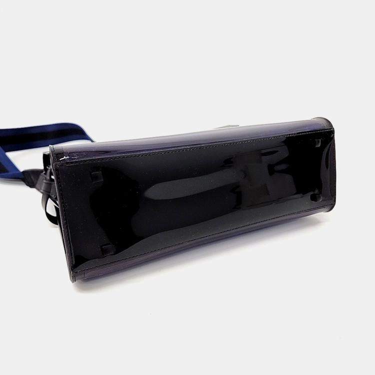 Pre Owned Delvaux Navy Blue Coated Canvas Dark Knight Tompet GM