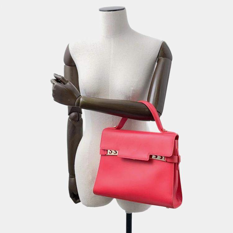 Pre Owned Delvaux Tempate Red Leather Size Mm