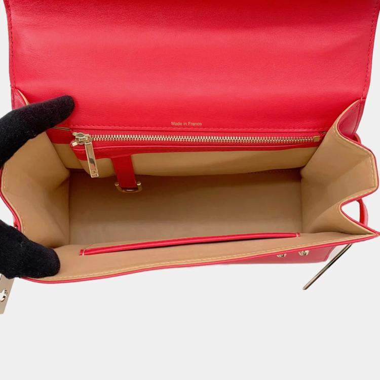 Pre Owned Delvaux Tempate Red Leather Size Mm