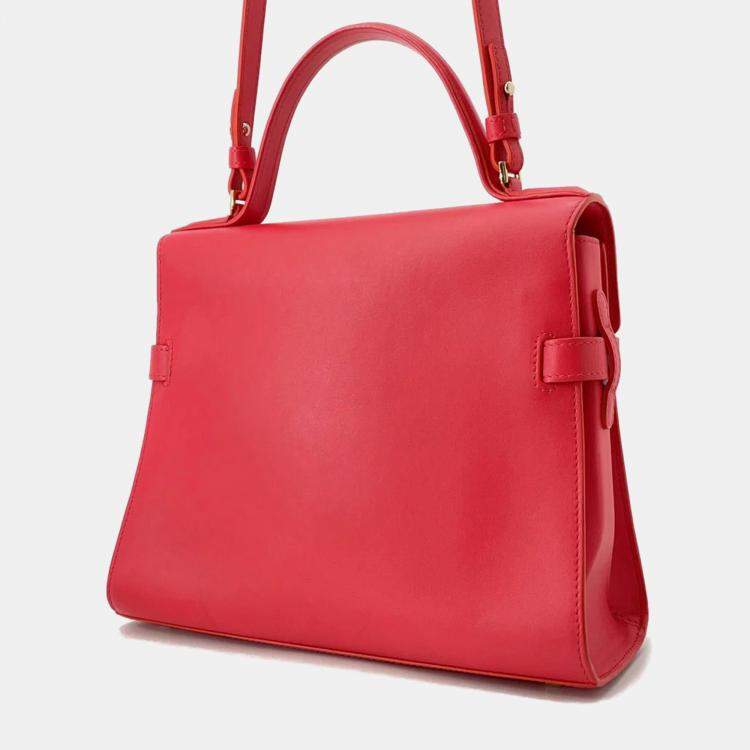 Pre Owned Delvaux Tempate Red Leather Size Mm