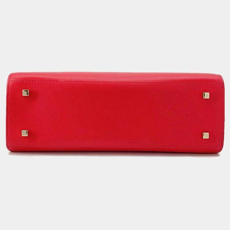 Pre Owned Delvaux Tempate Red Leather Size Mm