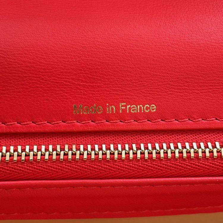 Pre Owned Delvaux Tempate Red Leather Size Mm