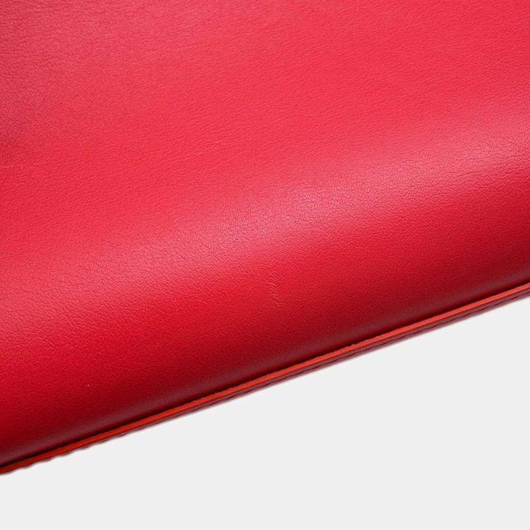 Pre Owned Delvaux Tempate Red Leather Size Mm